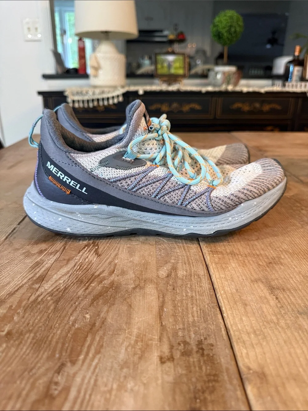 Merrell Women's Gray Sneakers with Light Teal Laces